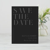 Moderne Mat Zwart Minimalistische Chic Wedding Save The Date (Staand voorkant)