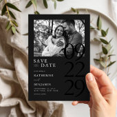 Moderne Mat Zwart Minimalistische Fotobruiloft Save The Date