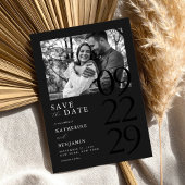 Moderne Mat Zwart Minimalistische Fotobruiloft Save The Date