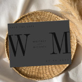 Moderne Mat Zwart Minimalistische Monogram Huwelij Save The Date