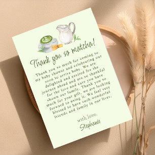 Moderne Matcha Thema Baby Shower Bedankkaart