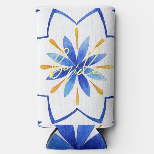 Moderne Matching Bruid Bach-feest | Moorse Tegel Seltzer Blikjeskoeler (Voorkant)