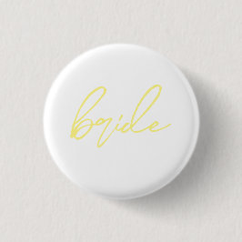 Moderne Matching Bruid Bachelorette Feest | Geel Ronde Button 3,2 Cm