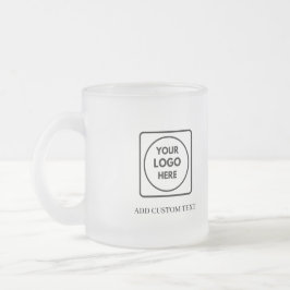 Moderne matglazen mok met logo-tekst zakelijk sjab