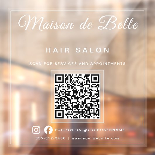 Moderne matglazen QR-code branding Raamsticker (Vel 2)