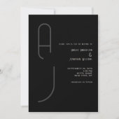 Moderne matte monogram minimale trouw zwarte witte kaart (Voorkant)