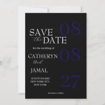 Moderne Matte Zwart Minimalistische Save The Date