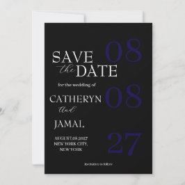 Moderne Matte Zwart Minimalistische Save The Date