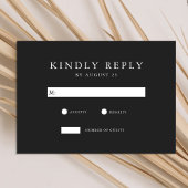 Moderne matte zwarte minimalistische bruiloft RSVP kaartje