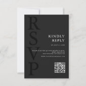 Moderne matte zwarte minimalistische bruiloft RSVP kaartje (Voorkant)