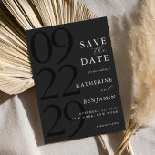 Moderne matte zwarte minimalistische bruiloft save the date