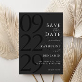 Moderne matte zwarte minimalistische bruiloft save the date