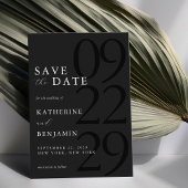 Moderne matte zwarte minimalistische bruiloft save the date