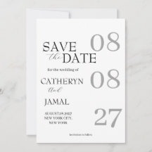 Moderne matte zwarte minimalistische Save The Date