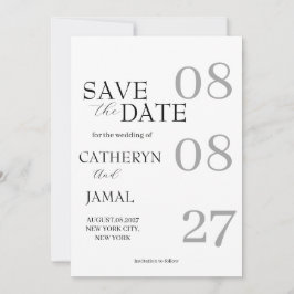 Moderne matte zwarte minimalistische Save The Date