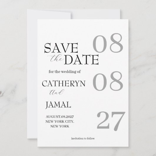 Moderne matte zwarte minimalistische Save The Date (Voorkant)