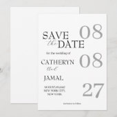 Moderne matte zwarte minimalistische Save The Date (Voorkant / Achterkant)