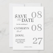 Moderne matzwarte minimalistische bewaar de datum save the date (Voorkant)