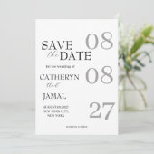 Moderne matzwarte minimalistische bewaar de datum save the date (Staand voorkant)