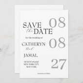 Moderne matzwarte minimalistische bewaar de datum save the date (Voorkant / Achterkant)