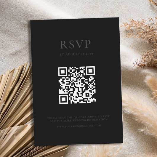 Moderne Matzwarte Minimalistische Trouw RSVP Kaartje