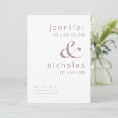 Moderne Mauve Ampersand foto bruiloft Save The Date (Staand voorkant)