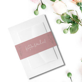 Moderne Mauve Bloemen Trouwbuik Band Uitnodigingen Wikkel