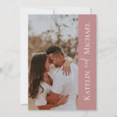 Moderne Mauve Bruidsfoto Kaart (Achterkant)