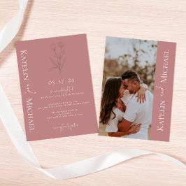 Moderne Mauve Bruidsfoto Kaart