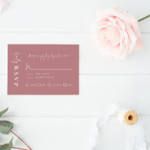 Moderne Mauve Elegant Wedding RSVP-kaart