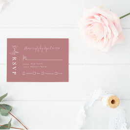 Moderne Mauve Elegant Wedding RSVP-kaart RSVP Kaartje