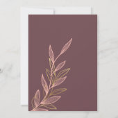 Moderne Mauve en Pink Leaf bruiloft Kaart (Achterkant)