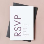 Moderne Mauve Paarse Lila NAMES Eenvoudig huwelijk RSVP Kaartje