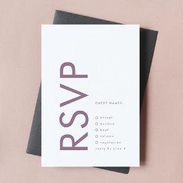 Moderne Mauve Paarse Lila NAMES Eenvoudig huwelijk RSVP Kaartje