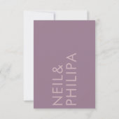 Moderne Mauve Paarse Lila NAMES Eenvoudig huwelijk RSVP Kaartje (Achterkant)