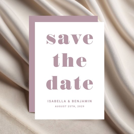 Moderne Mauve Roze Typografie Trouwen Save The Date