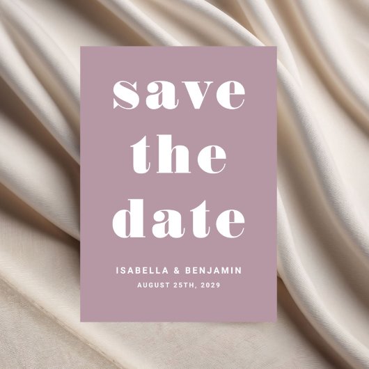 Moderne Mauve Typografie Bruiloft Save The Date