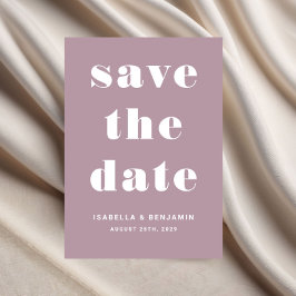 Moderne Mauve Typografie Trouwen Save The Date
