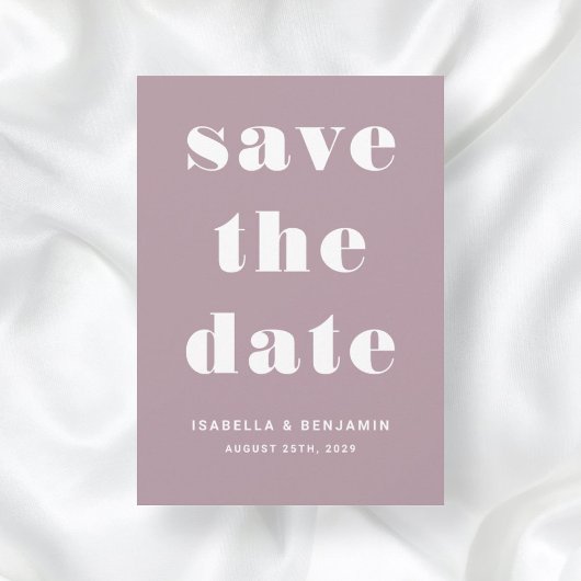 Moderne Mauve Typografie Trouwen Save The Date