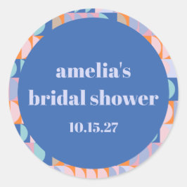 Moderne Maximalistische Blauwe Paarse Aangepaste B Ronde Sticker