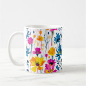 Moderne Maximalistische Kleur Pop Inkt Floral Art Koffiemok (Links)