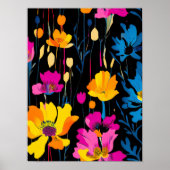 Moderne Maximalistische Kleur Pop Inkt Floral Art Poster (Voorkant)