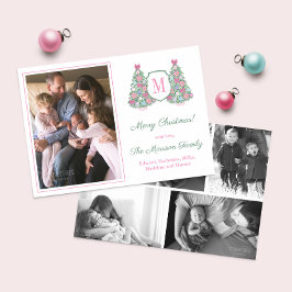 Moderne Maximalistische Monogram Fotocollage Kerst Feestdagenkaart