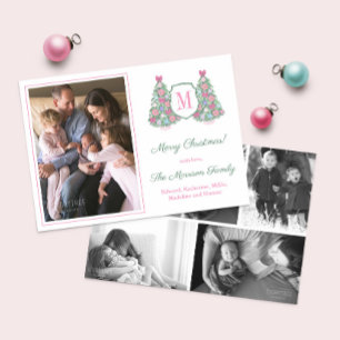 Moderne Maximalistische Monogram Fotocollage Kerst Feestdagenkaart