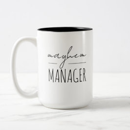 Moderne "Mayhem Manager" Moederdag Gift Tweekleurige Koffiemok
