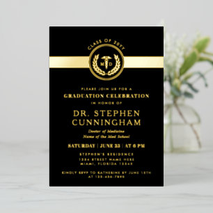 Moderne MD Doctor of Medicine Afstuderen Medische Folie Uitnodiging