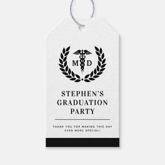 Moderne MD Doctor of Medicine Med Afstuderen Cadeaulabel (Voorkant)