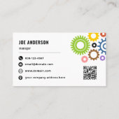 Moderne mechanische Logo QR-code Visitekaartje (Achterkant)