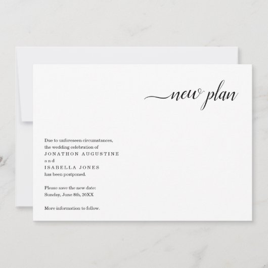 Moderne mededeling van uitstel van de bruiloft kaart (Voorkant)