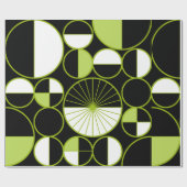 Moderne mediane cirkels Halves Black Chartreuse Cadeaupapier (Vlak)